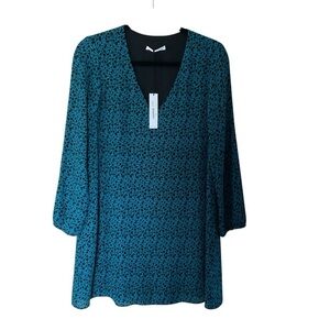 Three Eighty Two Floral Print V-Neck Tunic Dress XS NWT
